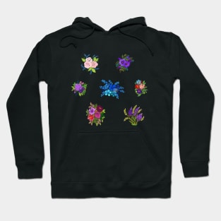 Watercolor flowers purple set Hoodie